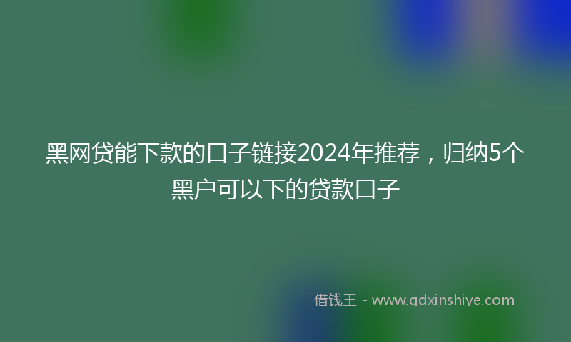 黑网贷能下款的口子链接2024年推荐，归纳5个黑户可以下的贷款口子