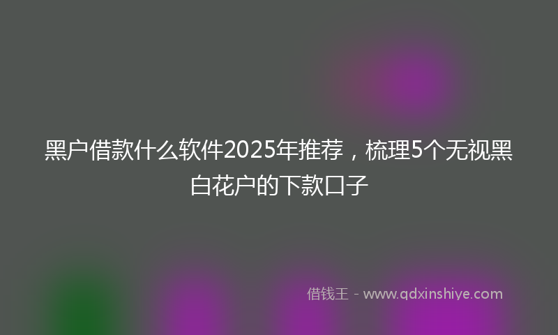 黑户借款什么软件2025年推荐，梳理5个无视黑白花户的下款口子