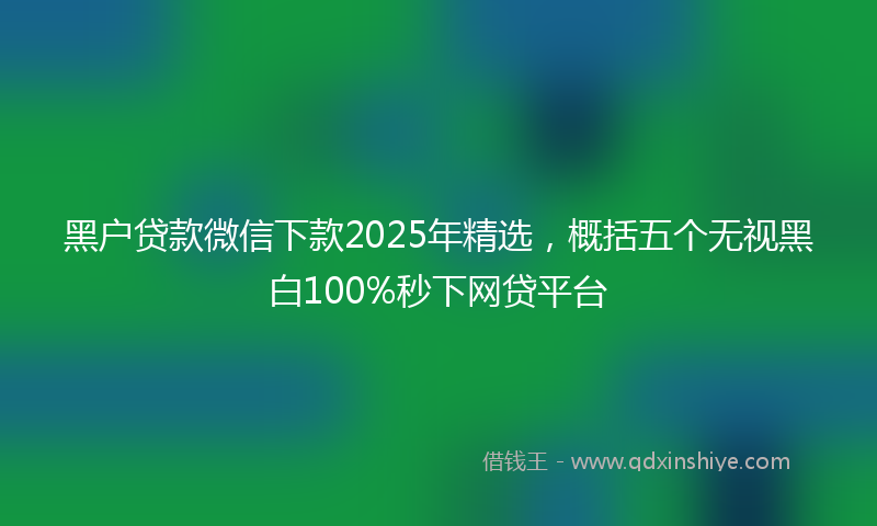 黑户贷款微信下款2025年精选，概括五个无视黑白100%秒下网贷平台