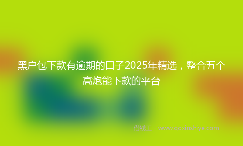 黑户包下款有逾期的口子2025年精选，整合五个高炮能下款的平台