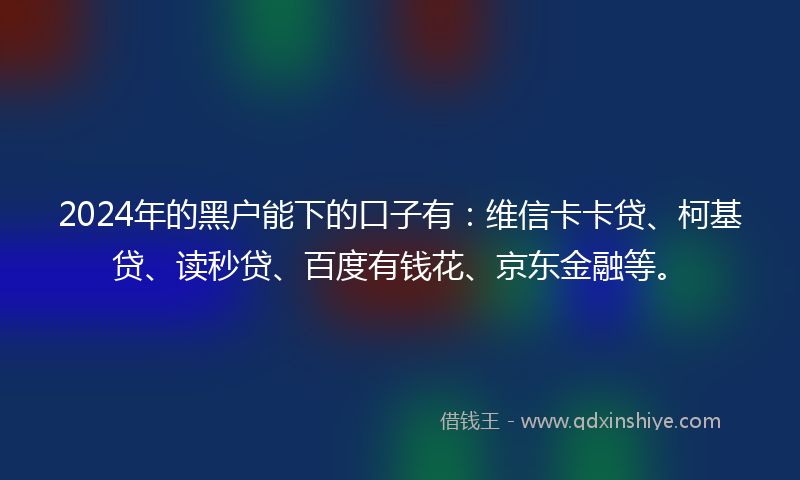 2024年的黑户能下的口子有：维信卡卡贷、柯基贷、读秒贷、百度有钱花、京东金融等。