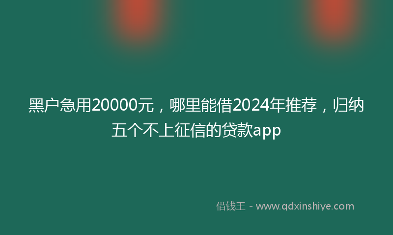 黑户急用20000元，哪里能借2024年推荐，归纳五个不上征信的贷款app