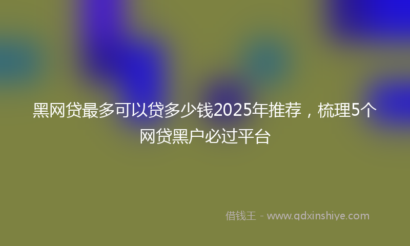 黑网贷最多可以贷多少钱2025年推荐，梳理5个网贷黑户必过平台