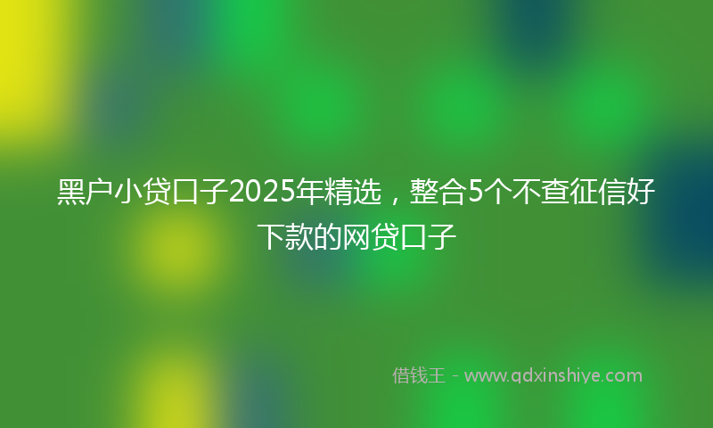 黑户小贷口子2025年精选，整合5个不查征信好下款的网贷口子