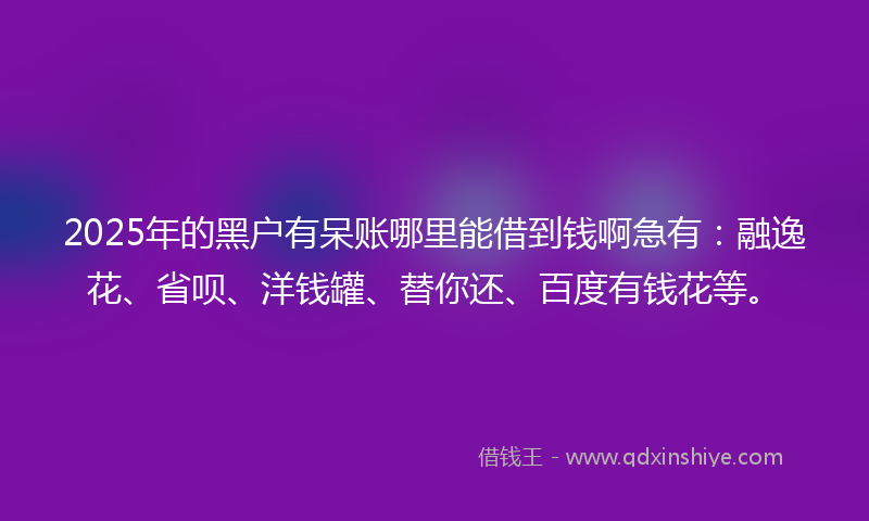 2025年的黑户有呆账哪里能借到钱啊急有：融逸花、省呗、洋钱罐、替你还、百度有钱花等。