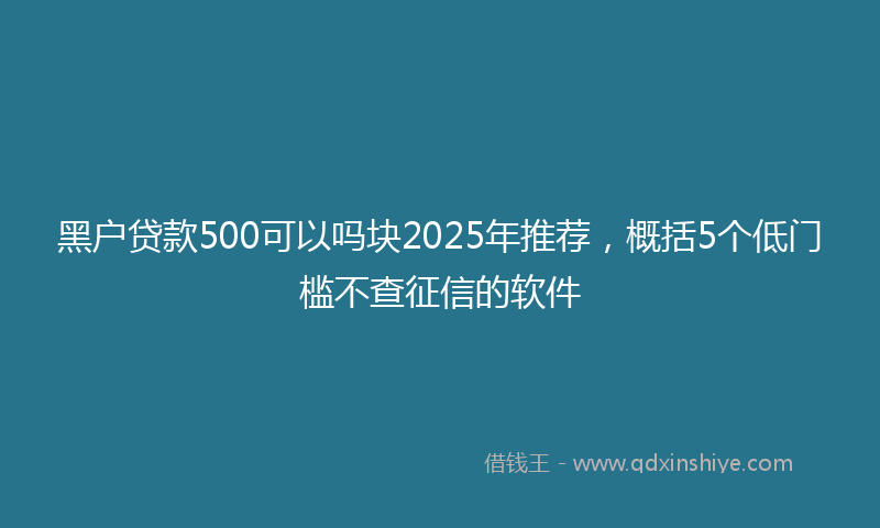黑户贷款500可以吗块2025年推荐，概括5个低门槛不查征信的软件
