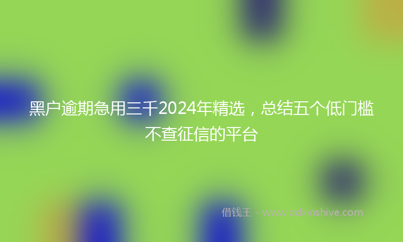 黑户逾期急用三千2024年精选，总结五个低门槛不查征信的平台