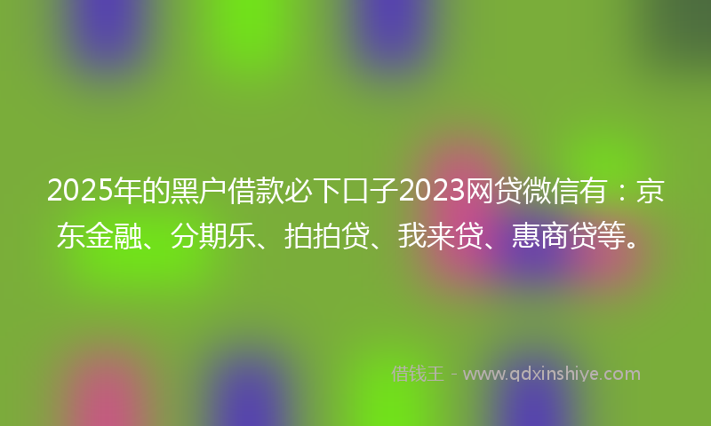 2025年的黑户借款必下口子2023网贷微信有：京东金融、分期乐、拍拍贷、我来贷、惠商贷等。