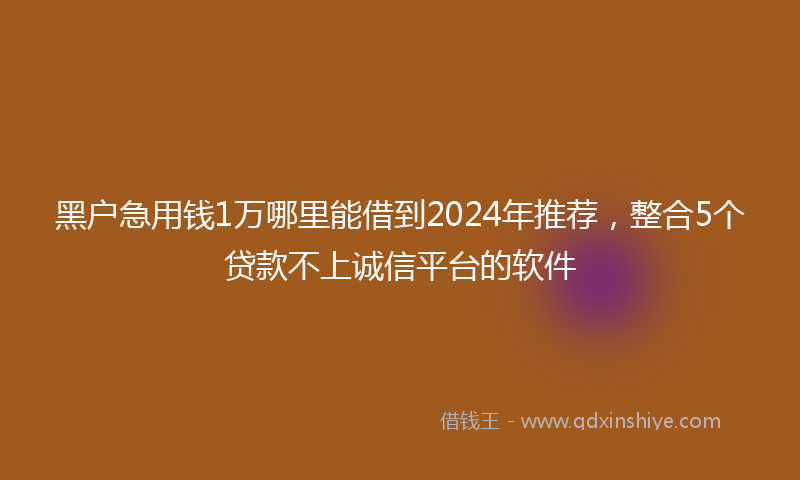 黑户急用钱1万哪里能借到2024年推荐，整合5个贷款不上诚信平台的软件