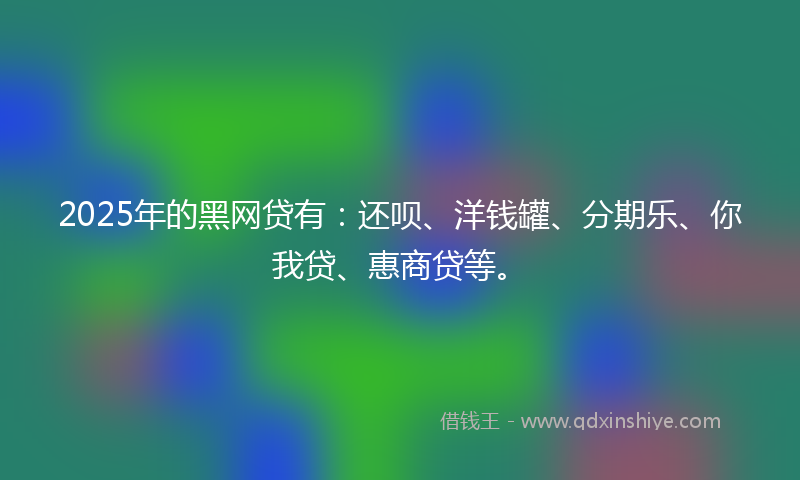 2025年的黑网贷有：还呗、洋钱罐、分期乐、你我贷、惠商贷等。