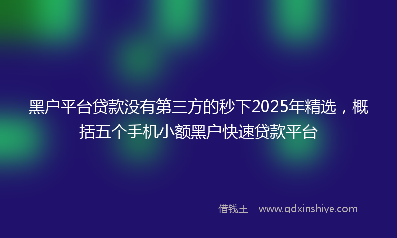 黑户平台贷款没有第三方的秒下2025年精选，概括五个手机小额黑户快速贷款平台