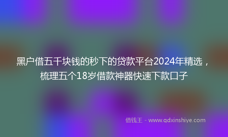 黑户借五千块钱的秒下的贷款平台2024年精选，梳理五个18岁借款神器快速下款口子