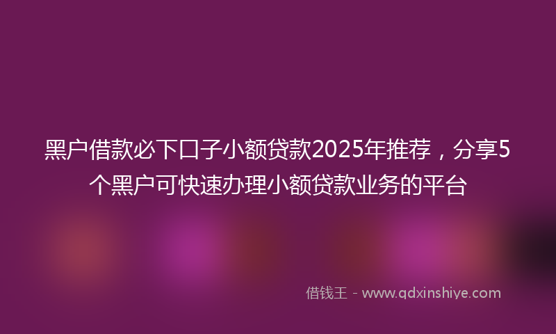 黑户借款必下口子小额贷款2025年推荐，分享5个黑户可快速办理小额贷款业务的平台