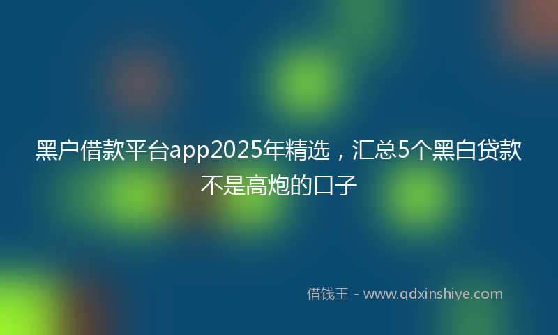 黑户借款平台app2025年精选，汇总5个黑白贷款不是高炮的口子
