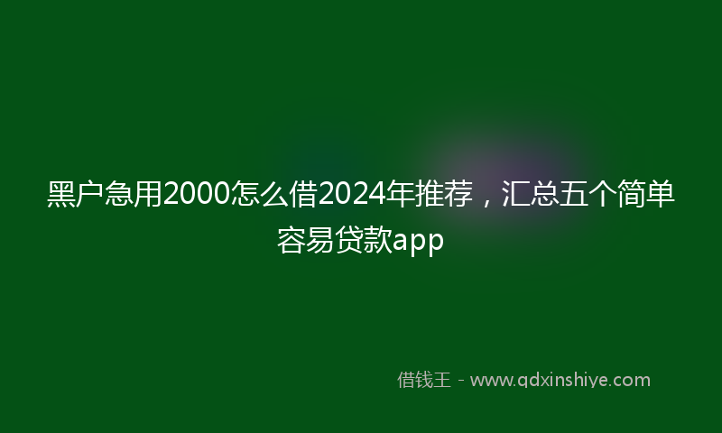 黑户急用2000怎么借2024年推荐，汇总五个简单容易贷款app