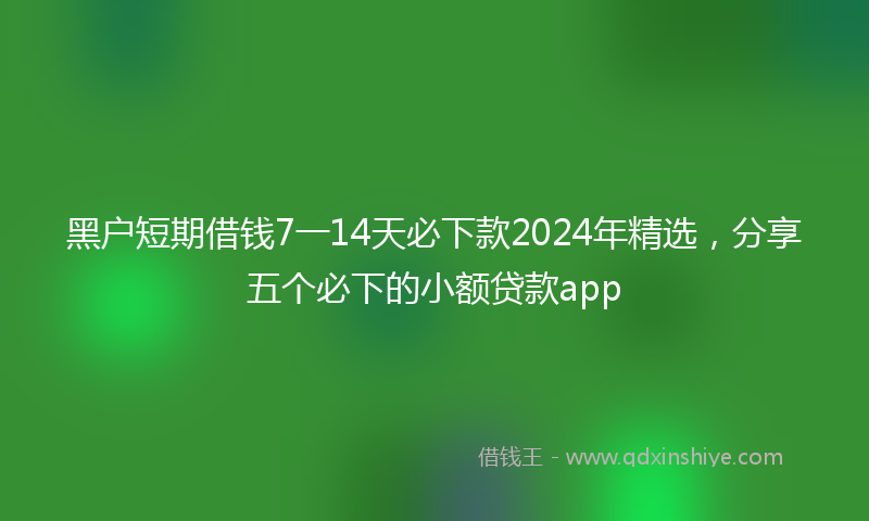 黑户短期借钱7一14天必下款2024年精选，分享五个必下的小额贷款app