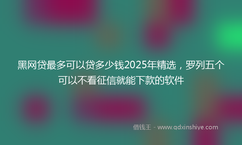 黑网贷最多可以贷多少钱2025年精选，罗列五个可以不看征信就能下款的软件