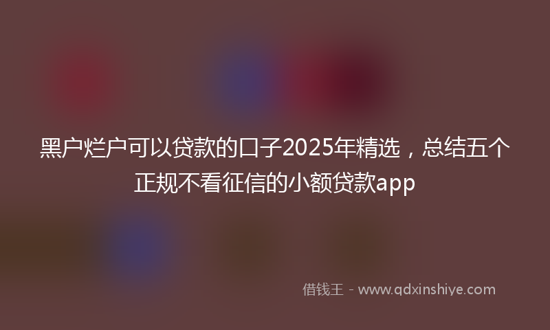 黑户烂户可以贷款的口子2025年精选，总结五个正规不看征信的小额贷款app