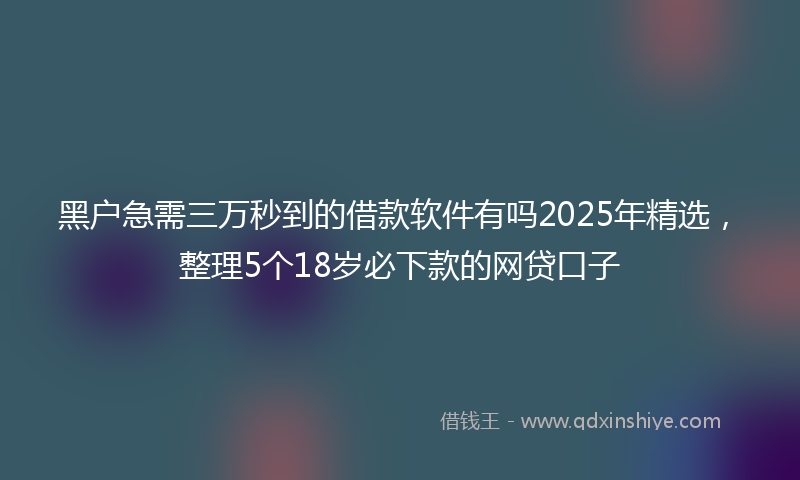 黑户急需三万秒到的借款软件有吗2025年精选，整理5个18岁必下款的网贷口子