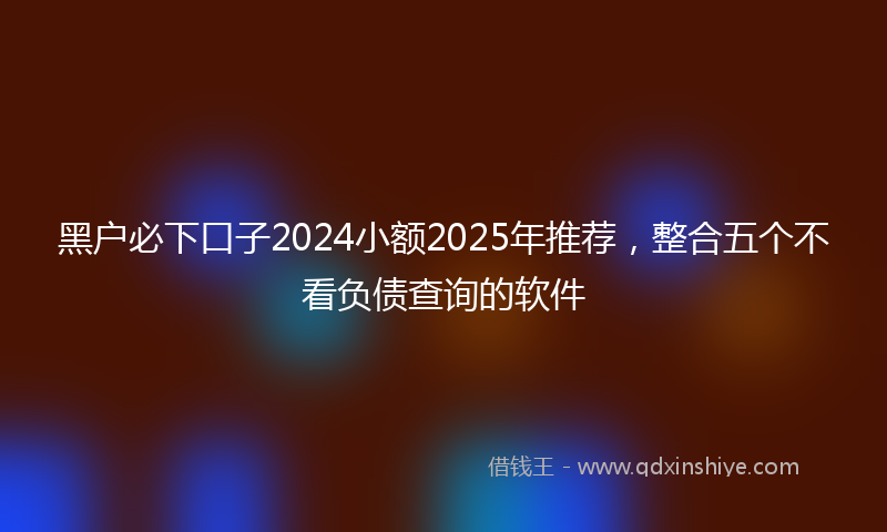 黑户必下口子2024小额2025年推荐，整合五个不看负债查询的软件