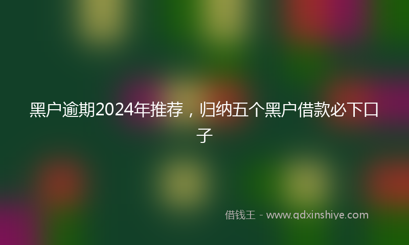 黑户逾期2024年推荐，归纳五个黑户借款必下口子