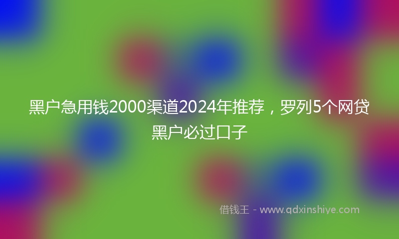 黑户急用钱2000渠道2024年推荐，罗列5个网贷黑户必过口子