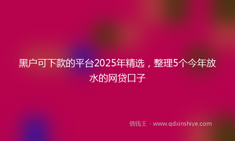 黑户可下款的平台2025年精选，整理5个今年放水的网贷口子