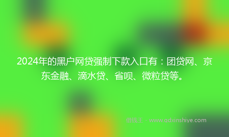 2024年的黑户网贷强制下款入口有：团贷网、京东金融、滴水贷、省呗、微粒贷等。