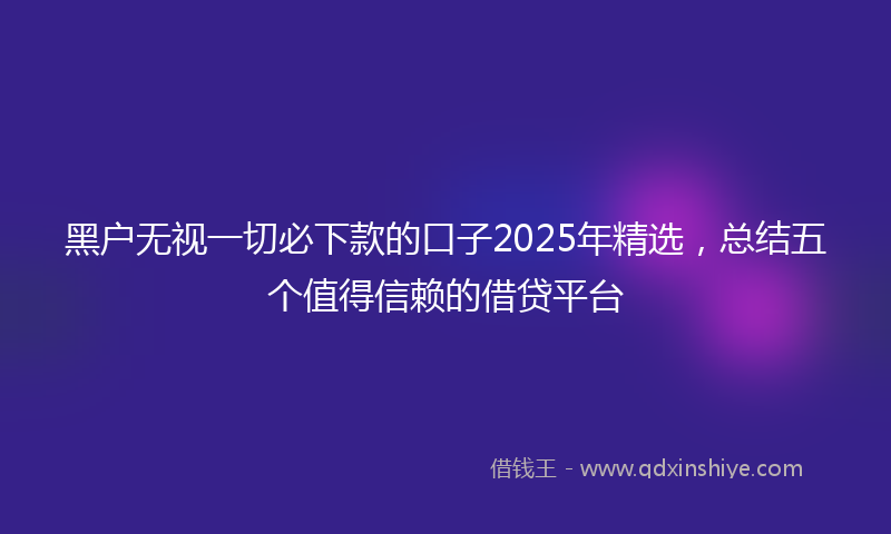 黑户无视一切必下款的口子2025年精选，总结五个值得信赖的借贷平台