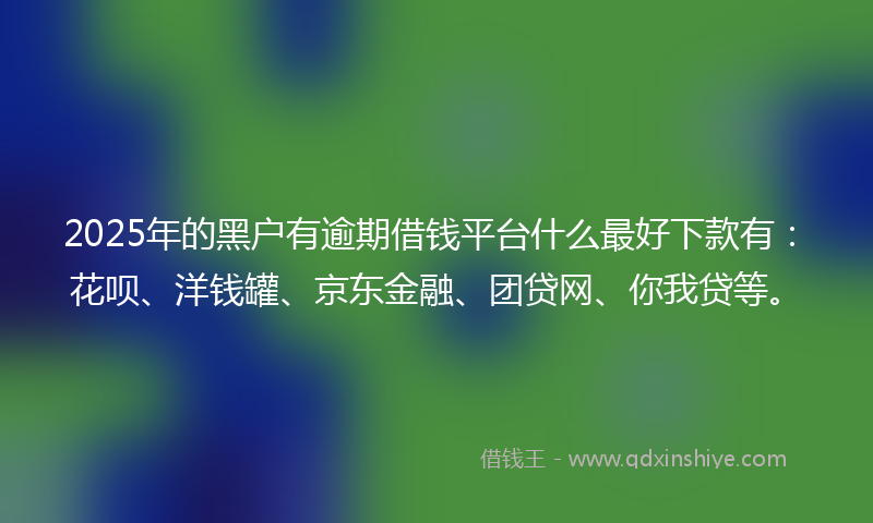 2025年的黑户有逾期借钱平台什么最好下款有：花呗、洋钱罐、京东金融、团贷网、你我贷等。