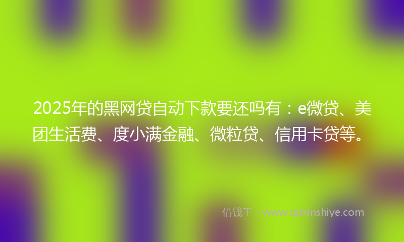 2025年的黑网贷自动下款要还吗有：e微贷、美团生活费、度小满金融、微粒贷、信用卡贷等。