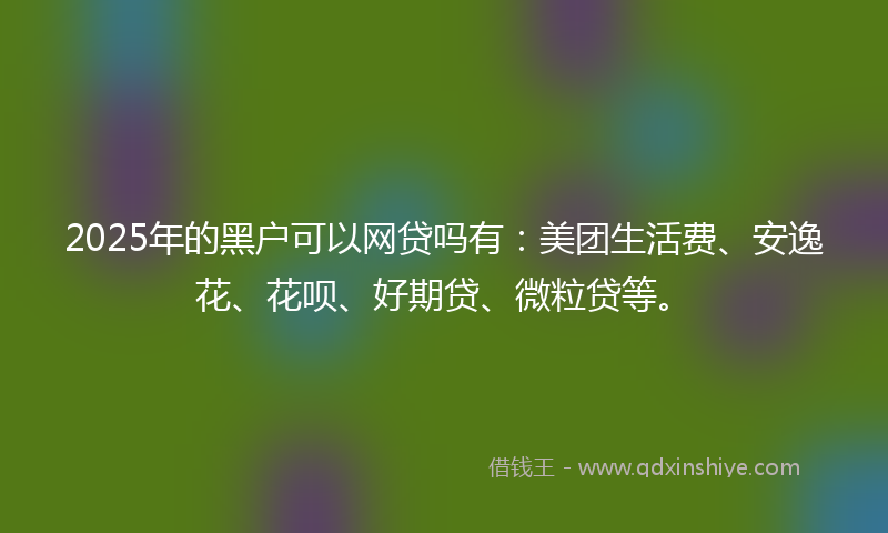 2025年的黑户可以网贷吗有：美团生活费、安逸花、花呗、好期贷、微粒贷等。