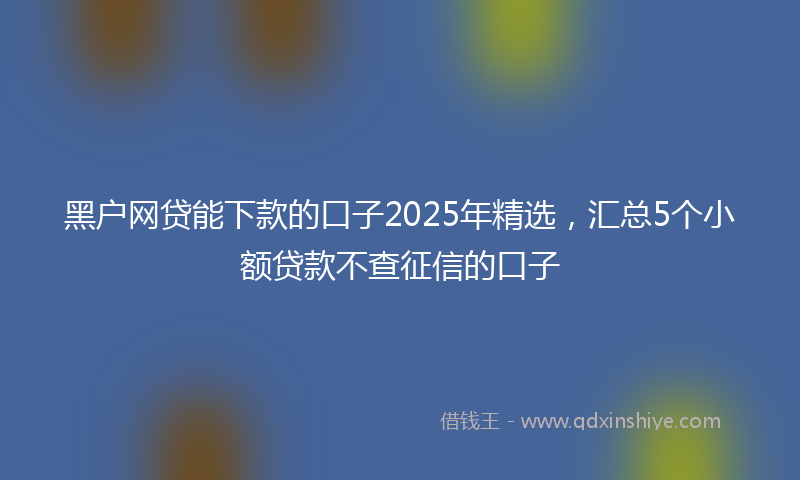 黑户网贷能下款的口子2025年精选，汇总5个小额贷款不查征信的口子