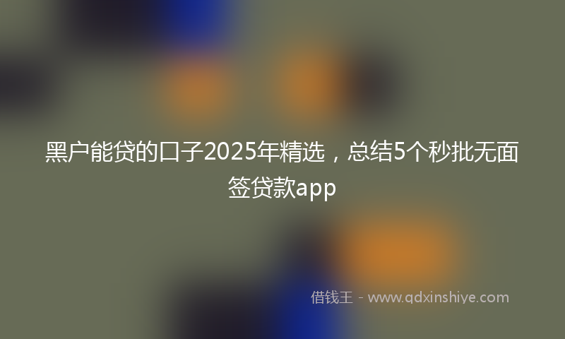 黑户能贷的口子2025年精选，总结5个秒批无面签贷款app