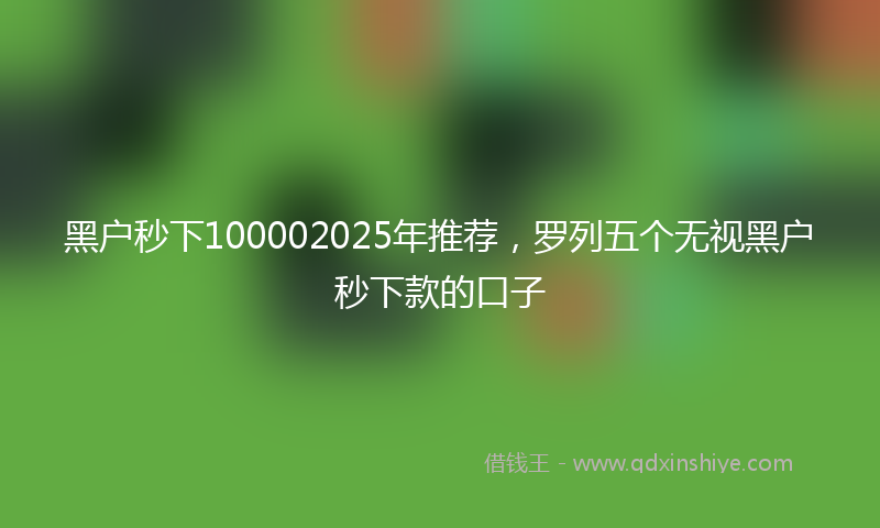 黑户秒下100002025年推荐，罗列五个无视黑户秒下款的口子