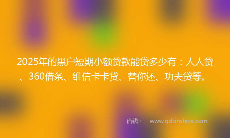 2025年的黑户短期小额贷款能贷多少有：人人贷、360借条、维信卡卡贷、替你还、功夫贷等。