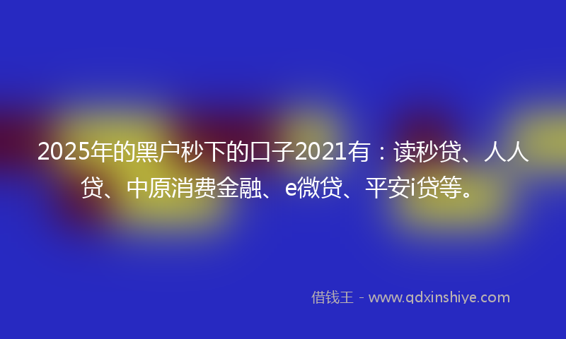 2025年的黑户秒下的口子2021有：读秒贷、人人贷、中原消费金融、e微贷、平安i贷等。
