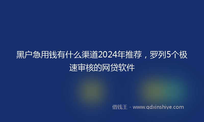 黑户急用钱有什么渠道2024年推荐，罗列5个极速审核的网贷软件