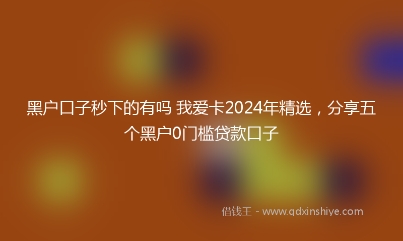 黑户口子秒下的有吗 我爱卡2024年精选，分享五个黑户0门槛贷款口子