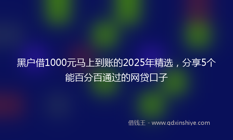 黑户借1000元马上到账的2025年精选，分享5个能百分百通过的网贷口子