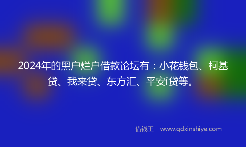2024年的黑户烂户借款论坛有：小花钱包、柯基贷、我来贷、东方汇、平安i贷等。