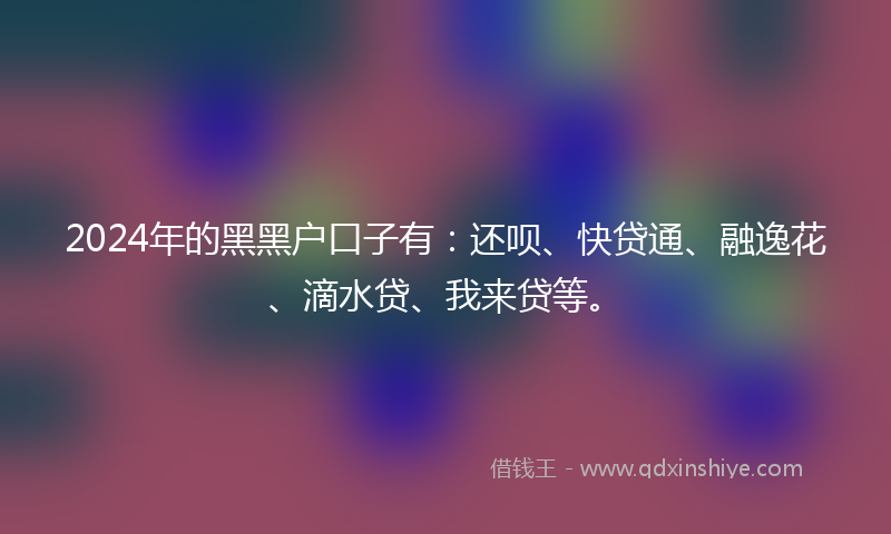 2024年的黑黑户口子有：还呗、快贷通、融逸花、滴水贷、我来贷等。