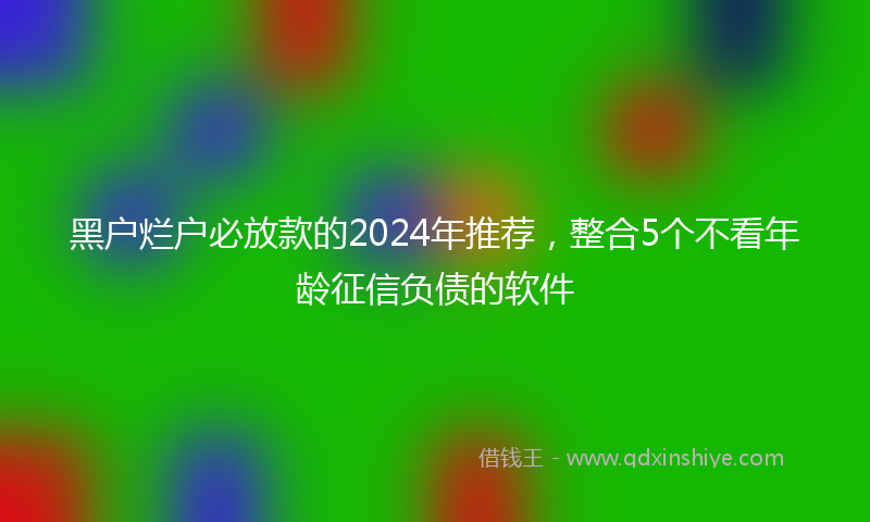 黑户烂户必放款的2024年推荐，整合5个不看年龄征信负债的软件