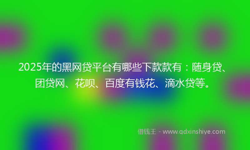 2025年的黑网贷平台有哪些下款款有：随身贷、团贷网、花呗、百度有钱花、滴水贷等。