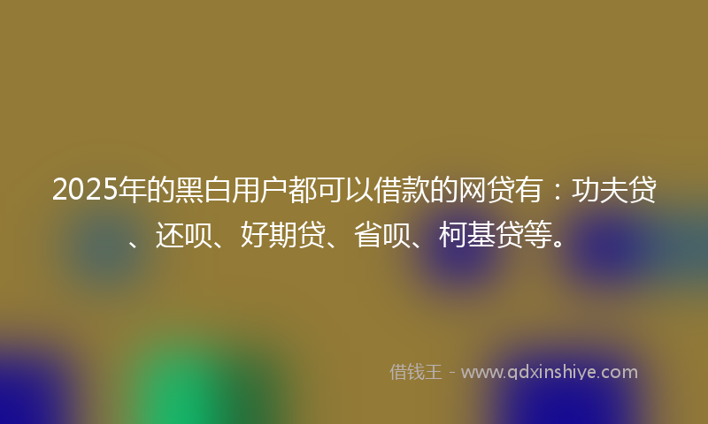 2025年的黑白用户都可以借款的网贷有：功夫贷、还呗、好期贷、省呗、柯基贷等。