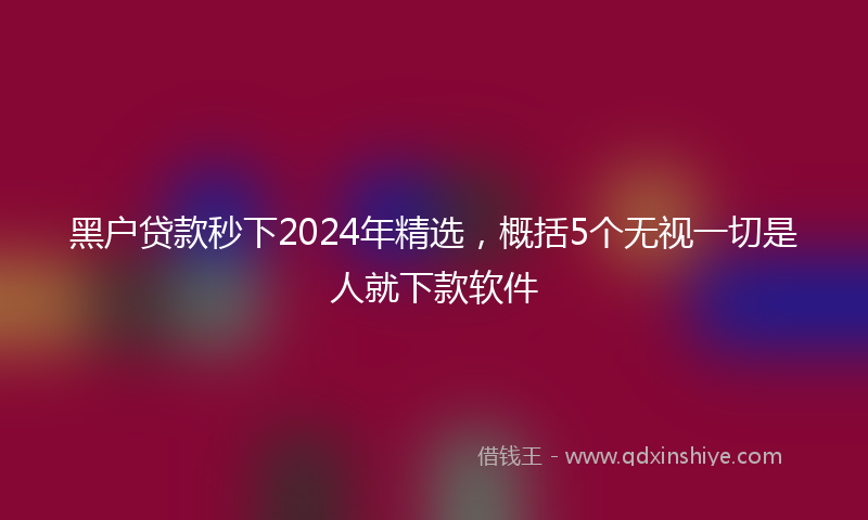 黑户贷款秒下2024年精选，概括5个无视一切是人就下款软件