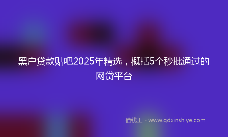 黑户贷款贴吧2025年精选，概括5个秒批通过的网贷平台