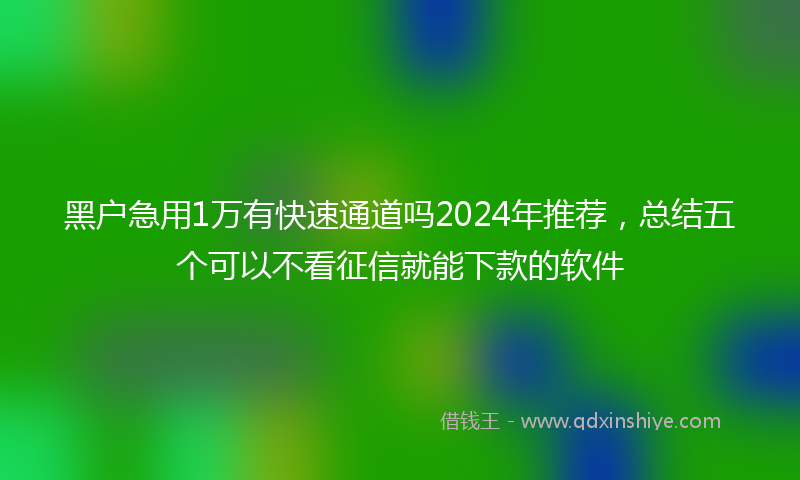 黑户急用1万有快速通道吗2024年推荐，总结五个可以不看征信就能下款的软件