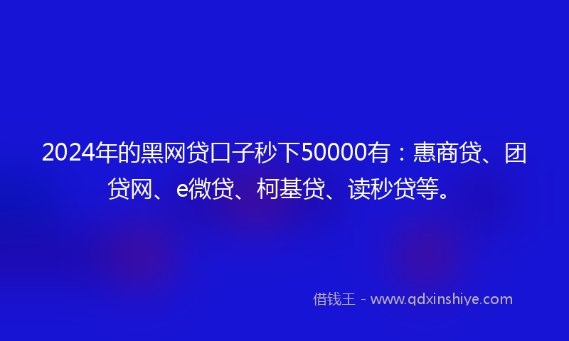 2024年的黑网贷口子秒下50000有：惠商贷、团贷网、e微贷、柯基贷、读秒贷等。