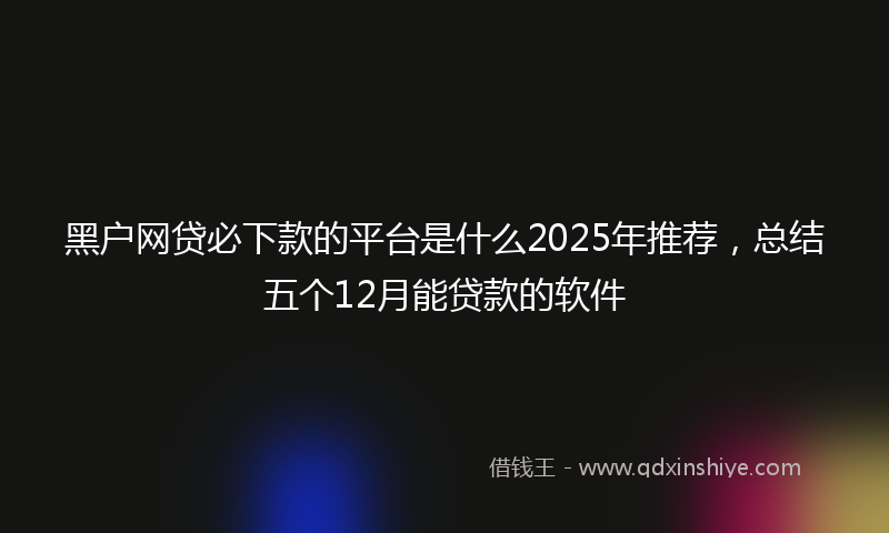 黑户网贷必下款的平台是什么2025年推荐，总结五个12月能贷款的软件